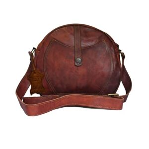 madosh, women’s genuine leather crossbody semi-circle shape purse ladies round shoulder fashion sling bag