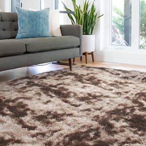 YUFANUHO Ultra Soft Leopard Area Rugs 5x7 Feet Tie-Dye Rugs, Fuzzy Brown Area Rugs for Living Room, Fluffy Tan Rugs 5x7 for Bedroom, Home Decor Fuzzy Rugs (Leopard)