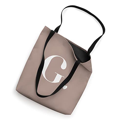 Mocha Brown Cute Letter G Initial Heart Monogram Tote Bag