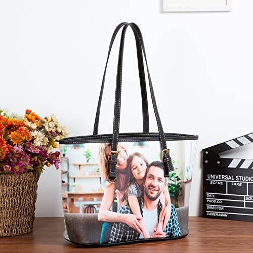 kaululu Personalized Photo Tote Bag Custom Picture Shoulder Bag Handbags Handle Satchel for Women