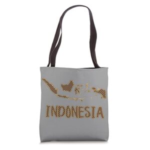 indonesia map filled with traditional indonesian batik tote bag