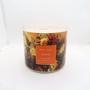 bath body works, white barn 3-wick candle w/essential oils – 14.5 oz – 2022 autumn & thanksgiving! (leaves)