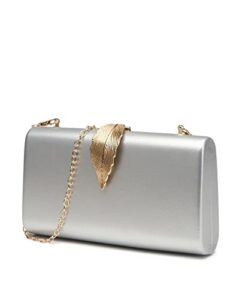 beaguful women’s fashion evening bags with golden leaves crossbody shoulder handbag chain removable silver