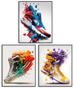 hypebeast sneaker poster sneakerhead posters set of 3 unframed (8”x10”) hypebeast room decor cool posters for guys bedroom shoe poster sports themed wall art poster for boys room wall decor