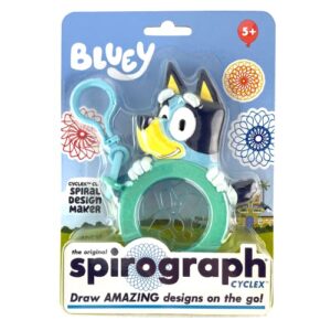 spirograph cyclex clip bluey – the easy way to make countless amazing designs – rotating stencil wheel – travel ages 5+