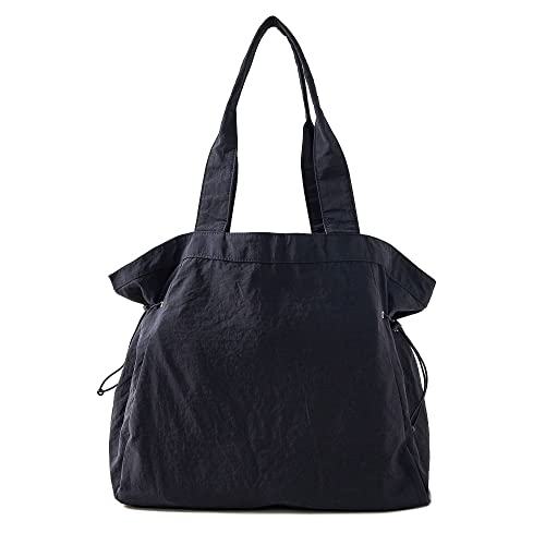 Tote Handbags for Women, 18L Side Cinch Shopper Bag Purse, Hobo Shoulder Bags Lightweight Gym for Work, Workout, Travel (Black)