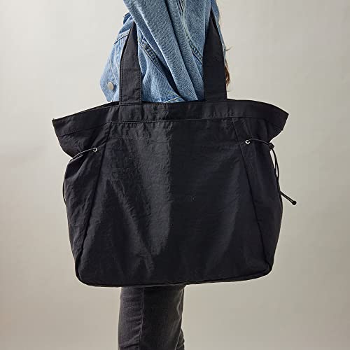 Tote Handbags for Women, 18L Side Cinch Shopper Bag Purse, Hobo Shoulder Bags Lightweight Gym for Work, Workout, Travel (Black)