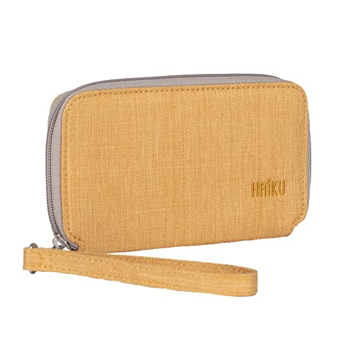 HAIKU Intrepid Small and Slim Women's Wristlet Wallet, Clutch Purse, Zip Around RFID-Blocking Credit Card holder, and ID Holder with Phone Pocket, Honeycomb