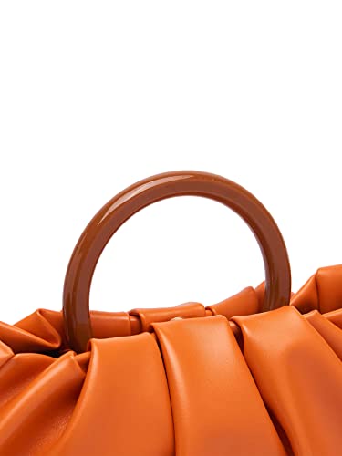 Verdusa Women's Ruched Small Handbag Clutch Purse Dumpling Pouch Bag Orange one-size