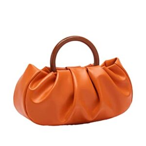 Verdusa Women's Ruched Small Handbag Clutch Purse Dumpling Pouch Bag Orange one-size