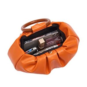 Verdusa Women's Ruched Small Handbag Clutch Purse Dumpling Pouch Bag Orange one-size