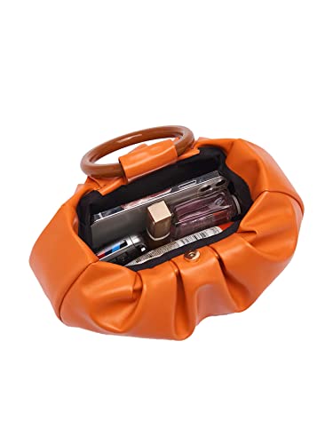 Verdusa Women's Ruched Small Handbag Clutch Purse Dumpling Pouch Bag Orange one-size