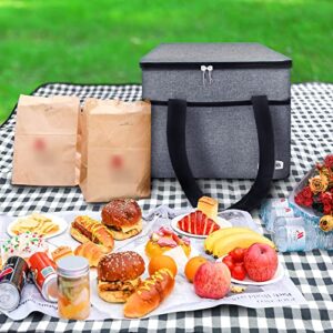 SAMSIER Picnic Basket for 2, Waterproof Foldable Portable Durable for Picnic, Camping, Beach, Dinner Party (Grey)