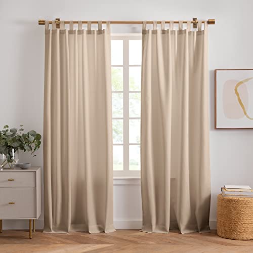 Elrene Home Fashions Rhodes Solid Indoor/Outdoor Window-Curtain Set, 2 Panels, 52 inches X 95 inches, Taupe