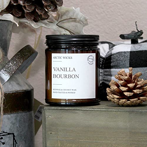 Vanilla Bourbon Scented Candle | Arctic Wicks Candles | Handcrafted Natural Coconut & Beeswax Collection 9oz (204.1g) Amber Candle Jar