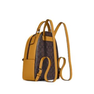 Coach Jordyn Backpack Signature Canvas With Varsity Motif (QB/Brown/Buttercup) (QB/Brown/Buttercup)