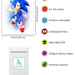 Hedgehog Movie Poster Hedgehog Watercolor Posters For Boys Room Hedgehog Movie Watercolor Prints Set of 4 Unframed (8''x10'') Hedgehog Bedroom Decor for Boys Nursery Wall Decor Posters For Girls Room Hedgehog Wall Art