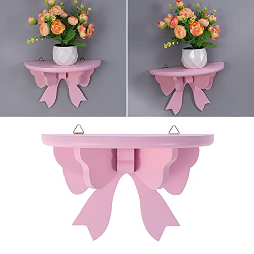 Ipetboom Decor Figurine for Shelves Rustic Wall () Wooden Nursery Kids Home Holder Flower Plant Rack Floating Style Bathroom, Nordic (Pink) Mounted Shaped: Bow Corner Kitchen& Frame