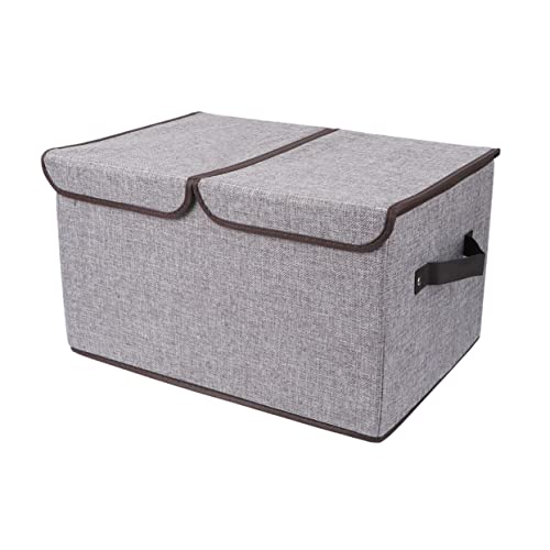 Zerodeko Handles Toys Bins with Organizer Grey Cube Cubes Shelves Larger Basket Large Folding Collapsible Lids Foldable Clo Booksgrey for Double Lid Container Clothing Wardrobe Papers Home