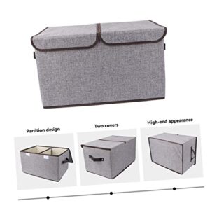 Zerodeko Handles Toys Bins with Organizer Grey Cube Cubes Shelves Larger Basket Large Folding Collapsible Lids Foldable Clo Booksgrey for Double Lid Container Clothing Wardrobe Papers Home