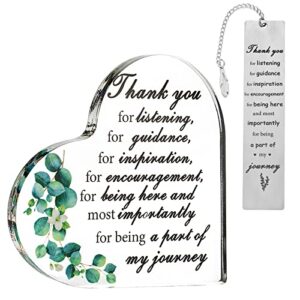 thank you gifts set for women men coworkers farewell gift employee appreciation gifts for boss lady teacher colleague leaving gift acrylic sign gift and bookmark set
