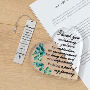 Thank You Gifts Set for Women Men Coworkers Farewell Gift Employee Appreciation Gifts for Boss Lady Teacher Colleague Leaving Gift Acrylic Sign Gift and Bookmark Set