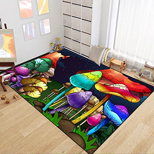 Jiospet Mushroom Rugs for Bedroom Large Cute Mushroom Rugs for Bedroom Trippy Mushroom Rugs for Bedroom Home Dining Living Room Decor Floor Mats, 5'×7'