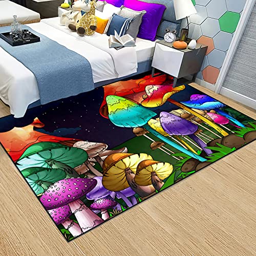 Jiospet Mushroom Rugs for Bedroom Large Cute Mushroom Rugs for Bedroom Trippy Mushroom Rugs for Bedroom Home Dining Living Room Decor Floor Mats, 5'×7'