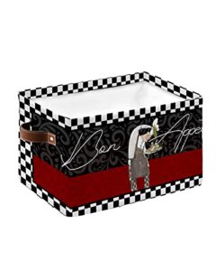 chef cube storage organizer bins with handles,15x11x9.5 inch collapsible canvas cloth fabric storage basket,vintage black white checkered flag red perris books kids’ toys bin boxes for shelves,closet