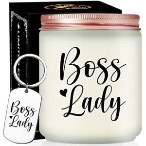 volufia boss lady gifts for women – boss day gifts, boss leaving gifts for boss – boss candle birthday gift for boss female, manager, her – funny lavender scented candle
