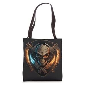 fantasy warrior skullz – firelightning tote bag