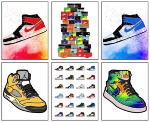 sneaker poster stacked shoebox collection hypebeast sneaker poster set of 6 unframed (8”x10”) hypebeast room decor sneakerhead posters for guys bedroom sneaker wall art gift for boys sneaker print