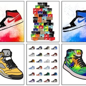 Sneaker Poster Stacked Shoebox Collection Hypebeast Sneaker Poster Set of 6 Unframed (8''x10'') Hypebeast Room Decor Sneakerhead Posters for Guys Bedroom Sneaker Wall Art Gift for Boys Sneaker Print