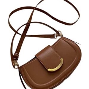 Women Shoulder Bag Saddle Bag Vintage Solid Small Hobo Crossbody Bag Purse Fashion PU Leather Tote Handbag