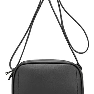 Triple Zip Small Crossbody Bags for Women, Vegan Leather Crossbody Purse for Travel, Lightweight Shoulder Bag Black