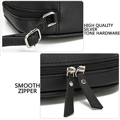 Triple Zip Small Crossbody Bags for Women, Vegan Leather Crossbody Purse for Travel, Lightweight Shoulder Bag Black