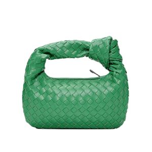 knotted woven handbag for women soft pu leather woven shoulder bag fashion designer ladies hobo bag (green)