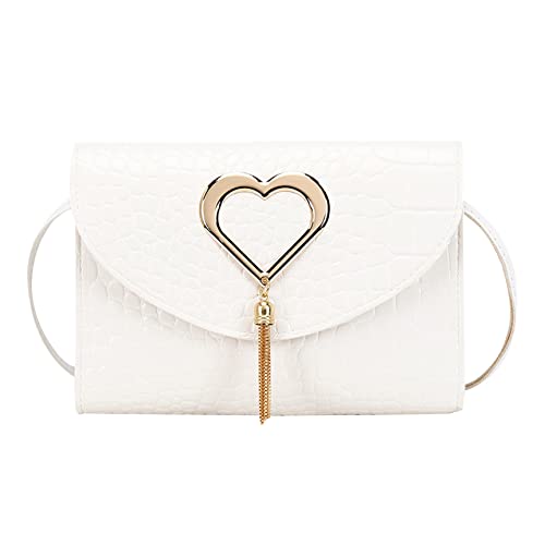 EDWOL Women Shoulder Bag Evening Envelope Clutch Bag Crossbody Clutch Purse PU Leather Shoulder Handbag for Women,White