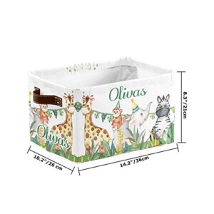 Personalized Storage Bins, Custom Storage Basket Boxes for Organizing Closet Shelf Nursery Toy Animals Celebration