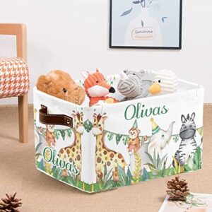 Personalized Storage Bins, Custom Storage Basket Boxes for Organizing Closet Shelf Nursery Toy Animals Celebration