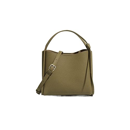 Female Real Genuine Leather Shoulder Bag Casual First Layer Cowhide Handbag Women Fashion Ladies Tote Or Crossbody Bags (Color : Olive Green Bag)