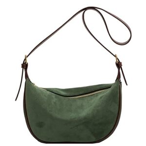mudono small shoulder bag for women suede hobo crossbody purse lightweight crescent satchel with 2 detachable shoulder straps