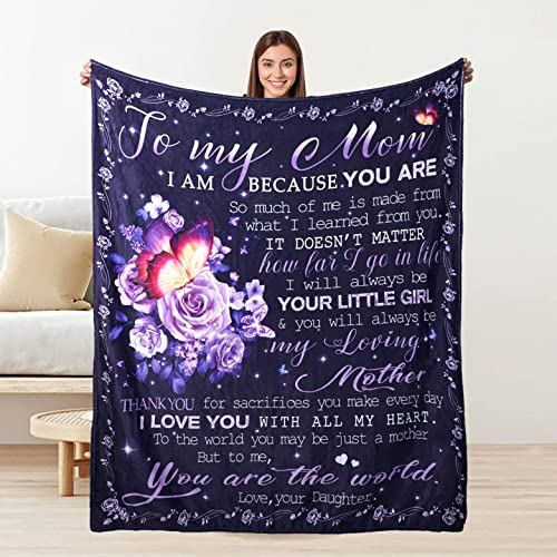 Mother Gifts from Daughter Blanket for Mom Birthday Gifts for Mom Soft Flannel Fleece Blankets Throw for All Season in Home Bed Sofa Chairs 50"×60"