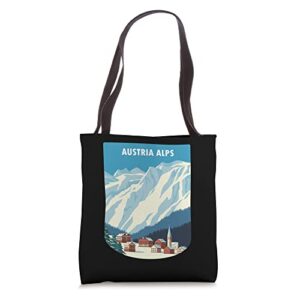 vintage poster austria alps landscape mountains nature tote bag