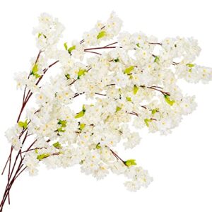luyue 42in artificial cherry blossom white flowers 6 pack silk cherry blossoms branches fake sakura flower trees decor for wedding decoration home office
