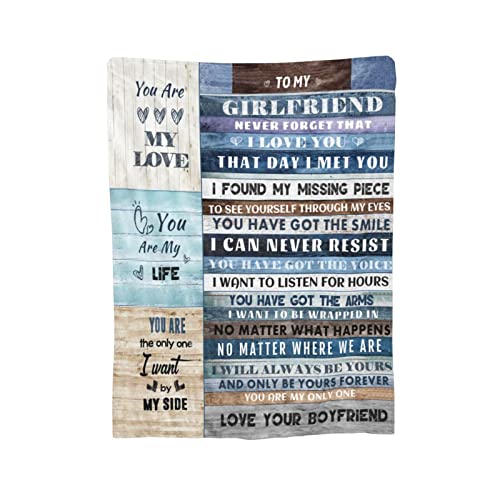 Girlfriend Gift Throw Blankets I Love You Gifts for Her, to My Girlfriend Blanket Anniversary Romantic Blanket for Bed Couch, Soft Throw Blankets for Christmas Birthday Valentines 40x50inch