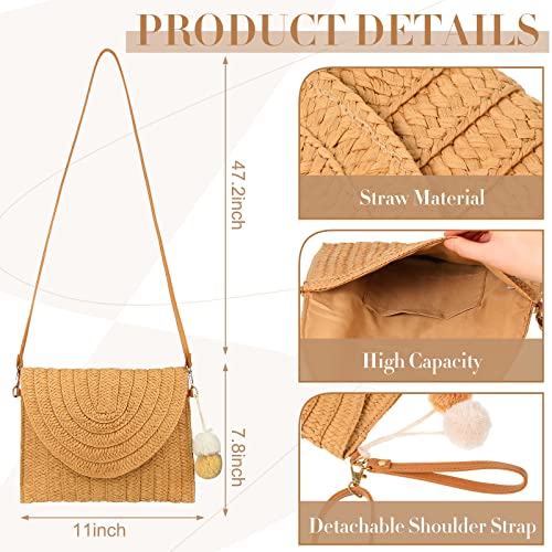 Straw Purse Bag for Women with 6 Pairs Boho Earrings Adjustable Handbag Summer Clutch Purse Hoop Drop Dangle Earrings Women (Boho)