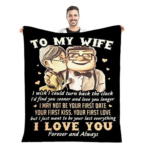 Gifts to My Wife Throw Blanket Anniversary Wedding Gift for Wife from Husband Romantic Gift for Her Birthday Christmas Valentine's Mother's Day Bed Blanket for Sofa Couch Living Room 50 x 60 inch