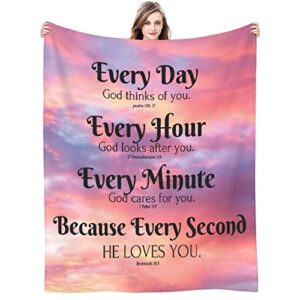 Menghao Bible Blanket Christian Gifts for Women, Religious Blanket with Inspirational Verse Thoughts and Prayers-Scripture Blanket Catholic Gifts Birthday Gifts Spiritual Gifts for Women 60"X 80"