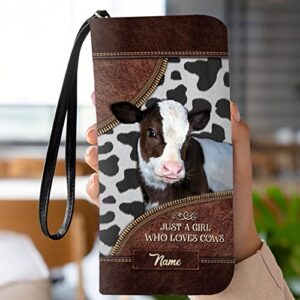 Cow Breeds, Just A Girl Who Loves Cows Leather Texture Personalized Woman Purse